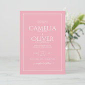 Faire-part de mariage MONOCHROME rose pâle (Debout devant)