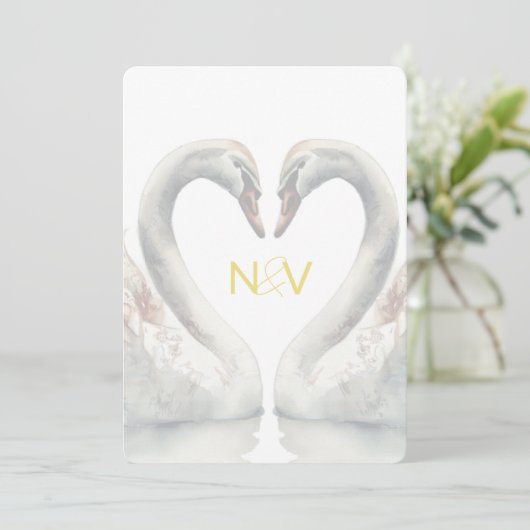 Faire-part de mariage monogramme (Debout devant)