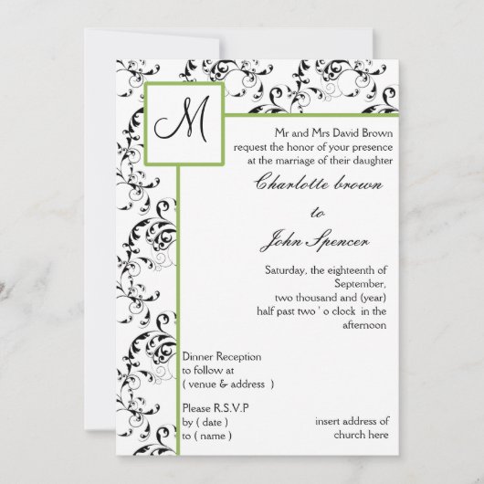 Faire-part de mariage monogramme (Devant)