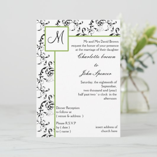 Faire-part de mariage monogramme (Debout devant)