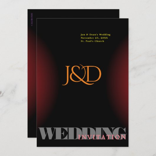 Faire-part de mariage monogramme (Devant / Derrière)