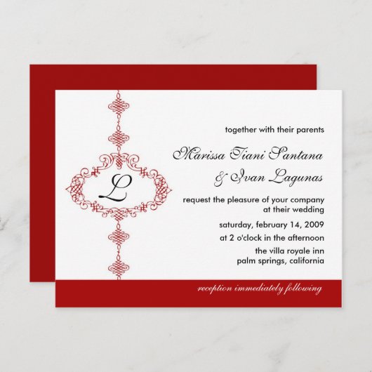 Faire-part de mariage monogramme (Devant / Derrière)