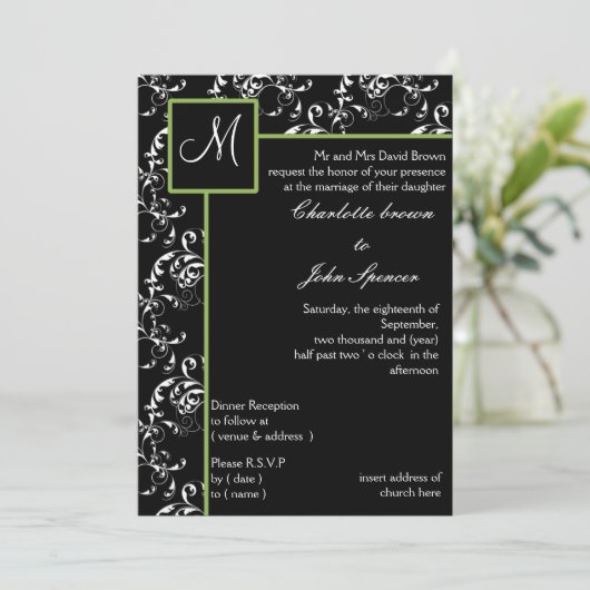 Faire-part de mariage monogramme (Debout devant)