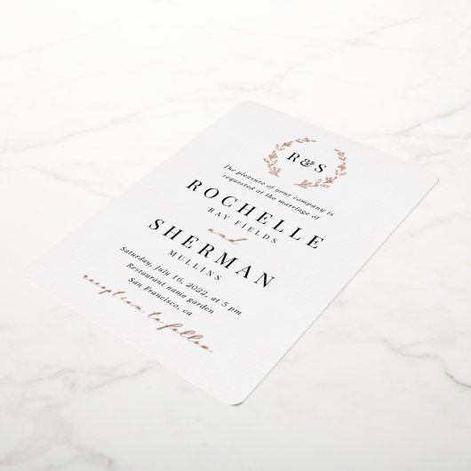 Faire-part de mariage Monogramme à feuille simple  (Rotation)