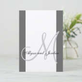 Faire-part de mariage Monogramme Argent métallique (Debout devant)