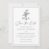Faire-Part de Mariage Monogramme au Lys Calla Clas (Devant)