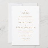 Faire-part de mariage Monogramme blanc et or (Devant)