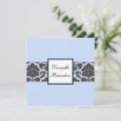 Faire-part de mariage Monogramme bleu glace (Debout devant)