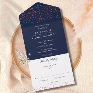 Faire-part de mariage Monogramme Bleu Marine Confe