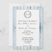 Faire-part de mariage Monogramme bleu rustique (Devant)