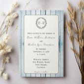 Faire-part de mariage Monogramme bleu rustique