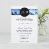 Faire-part de mariage Monogramme Blue Hydrangea (Debout devant)