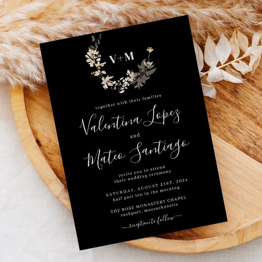 Faire-part de mariage monogramme botanique Boho no