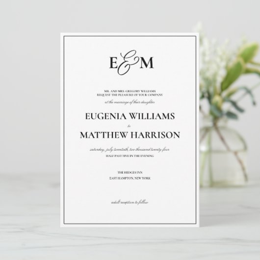 Faire-part de mariage Monogramme classique (Debout devant)