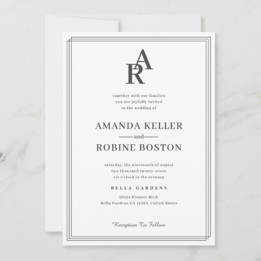 Faire-part de mariage Monogramme classique (Devant)