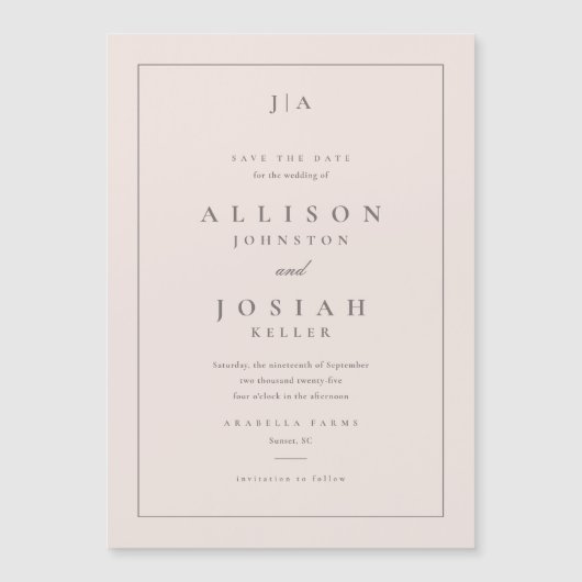 Faire-Part de Mariage Monogramme Classique (Devant)