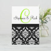 faire-part de mariage Monogramme Damas Noir (Debout devant)