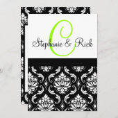 faire-part de mariage Monogramme Damas Noir (Devant / Derrière)