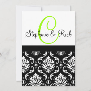 faire-part de mariage Monogramme Damas Noir