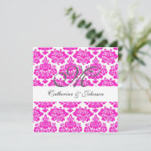 faire-part de mariage monogramme damask rose, ajou (Debout devant)