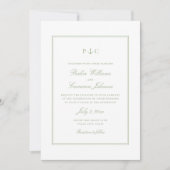 Faire-Part de Mariage Monogramme d'Ancre Vert Saug (Devant)