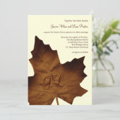 Faire-part de mariage monogramme d'automne (marron (Debout devant)