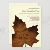 Faire-part de mariage monogramme d'automne (marron (Devant / Derrière)