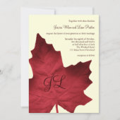 Faire-part de mariage monogramme d'automne (rouge) (Devant)