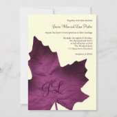 Faire-part de mariage monogramme d'automne (violet (Devant)