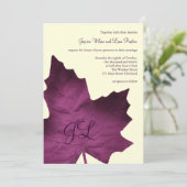 Faire-part de mariage monogramme d'automne (violet (Debout devant)