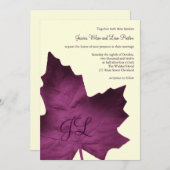 Faire-part de mariage monogramme d'automne (violet (Devant / Derrière)