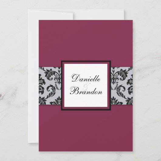 Faire-part de mariage Monogramme de Damask de Bour (Devant)