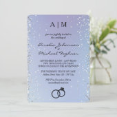 Faire-part de mariage Monogramme de dégradé bleu (Debout devant)