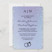 Faire-part de mariage Monogramme de dégradé bleu (Devant)