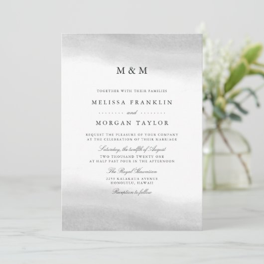 Faire-part de mariage Monogramme de fond (Debout devant)