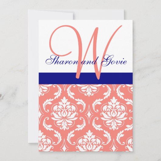 Faire-part de mariage monogramme de la marine Cora (Devant)