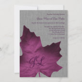 Faire-part de mariage monogramme de lin pourpre (Devant)