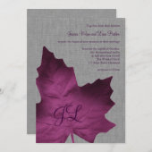 Faire-part de mariage monogramme de lin pourpre (Devant / Derrière)