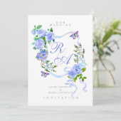 Faire-part de mariage Monogramme de ruban Rose ble (Debout devant)