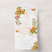 Faire-part de mariage Monogramme de ruban Rose d'o (À l'intérieur)