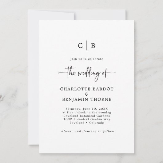 Faire-part de mariage Monogramme de script (Devant)