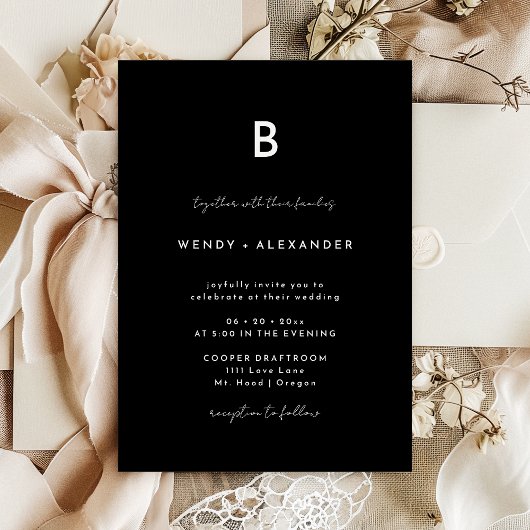 Faire-part de mariage Monogramme de script moderne