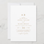 Faire-part de mariage Monogramme de script or mode (Devant)