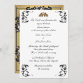 Faire-part de mariage monogramme de tourbillon noi (Devant / Derrière)