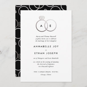Faire-part de mariage Monogramme des anneaux d'arg