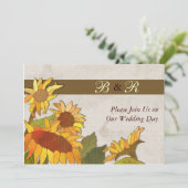 Faire-part de mariage Monogramme des tournesols (Debout devant)