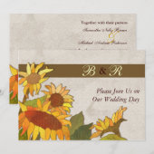 Faire-part de mariage Monogramme des tournesols (Devant / Derrière)