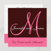 Faire-part de mariage Monogramme Dit Nom rose Brow (Devant / Derrière)