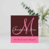 Faire-part de mariage Monogramme Dit Nom rose Brow (Debout devant)
