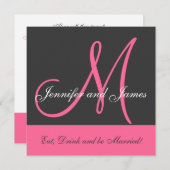Faire-part de mariage Monogramme Dit Nom rose Grey (Devant / Derrière)